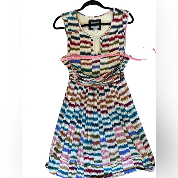 Anthropologie Maeve Sennebec Rainbow Dress Sleeveless Keyhole Knit Lined Pockets - Picture 6 of 10